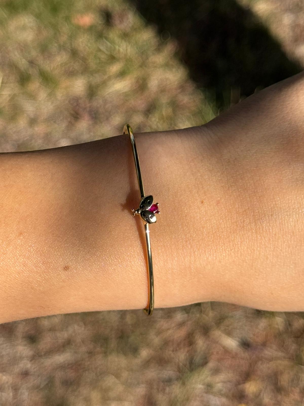 Uğur Böceği Figürlü Ayarlanabilir Gold Bileklik