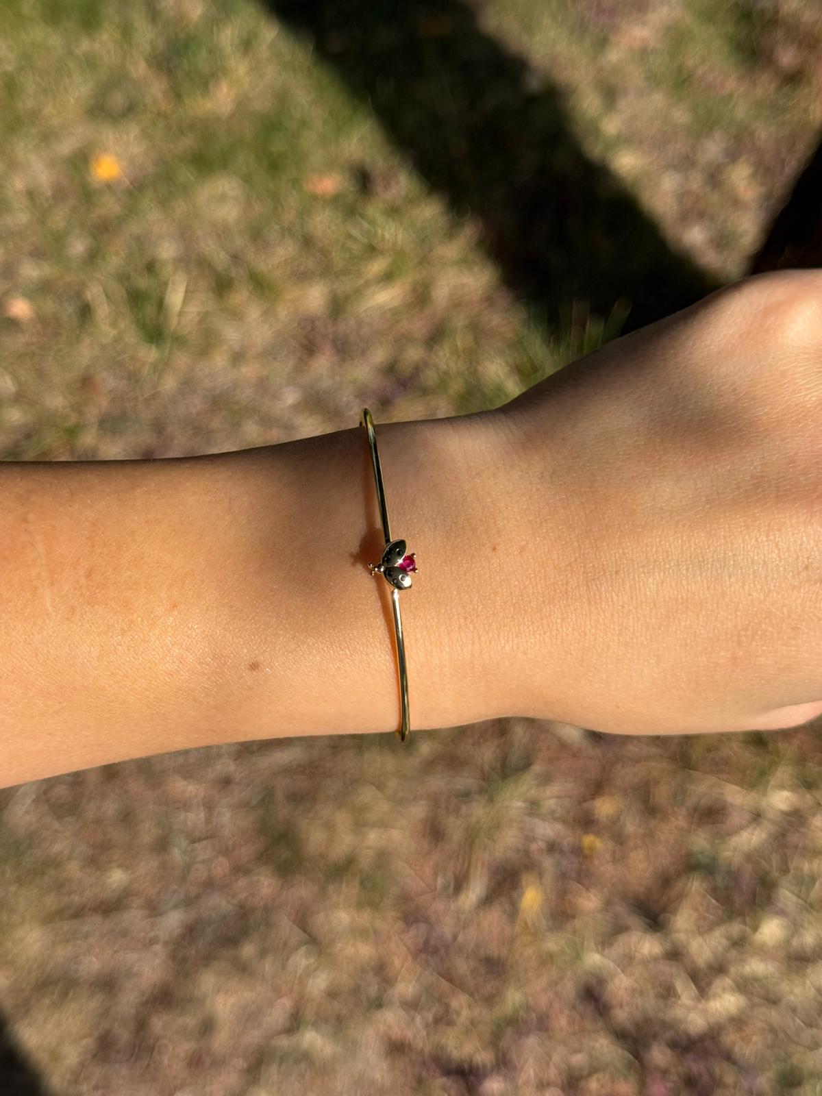 Uğur Böceği Figürlü Ayarlanabilir Gold Bileklik