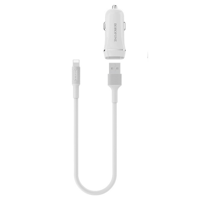 BOROFONE BZ2 BEYAZ 2.4A LİGHTNİNG ARAÇ SET