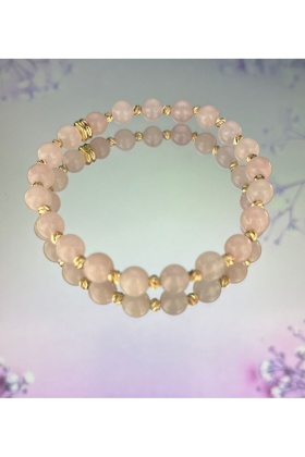 PEMBE KUVARS 6 mm. DOĞALTAŞ BİLEKLİK