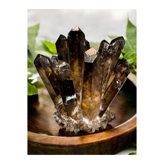 DUMANLI KUVARS DİŞLİ DEKORATİF HAM PARÇA (334 GR) (9*9 cm)