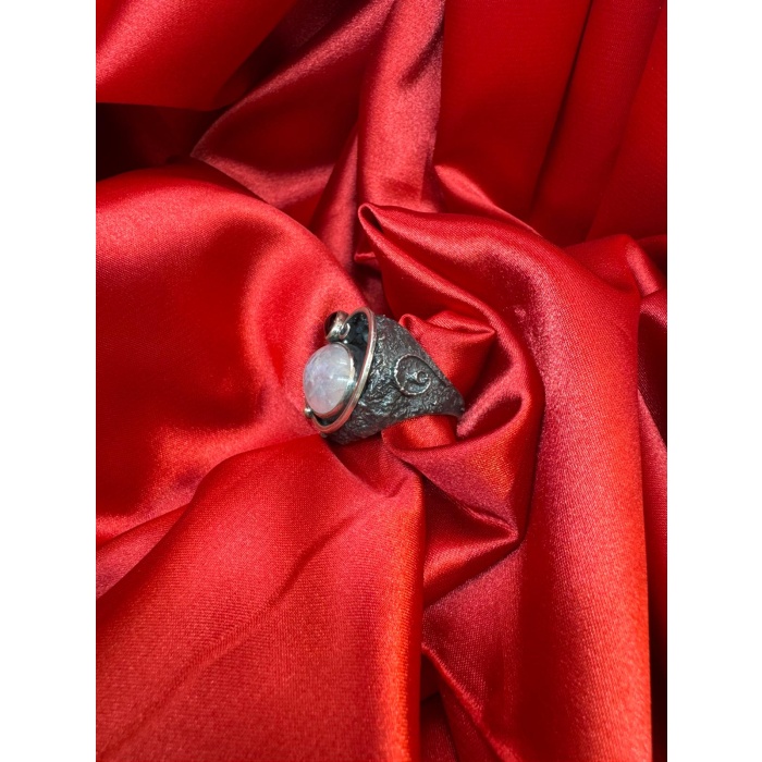 Ay Taşı - Garnet (Lal) Tasarım Gümüş Yüzük