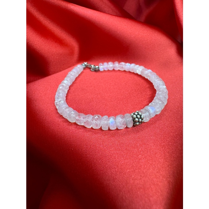 7A+ Kalite Ay Taşı Bileklik Gümüş Klipsli