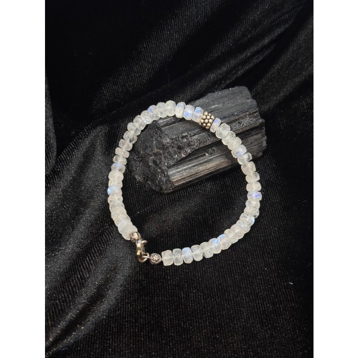 7A+ Kalite Ay Taşı Bileklik Gümüş Klipsli