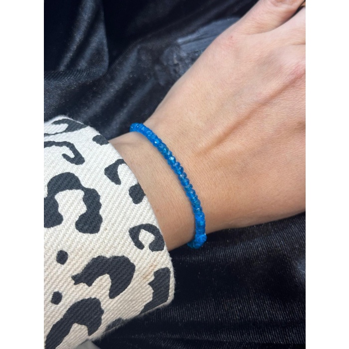 7A+ Kalite Apatit Taşı Bileklik Gümüş Klips