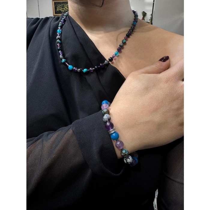 Kova Burcu Doğaltaş Bileklik ve Kolye