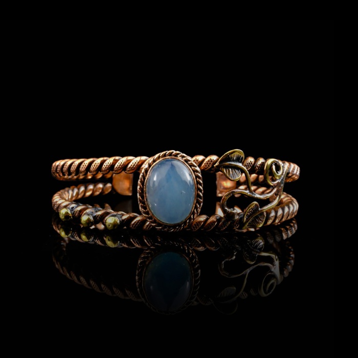 Akuamarin Doğaltaş Bakır Bileklik