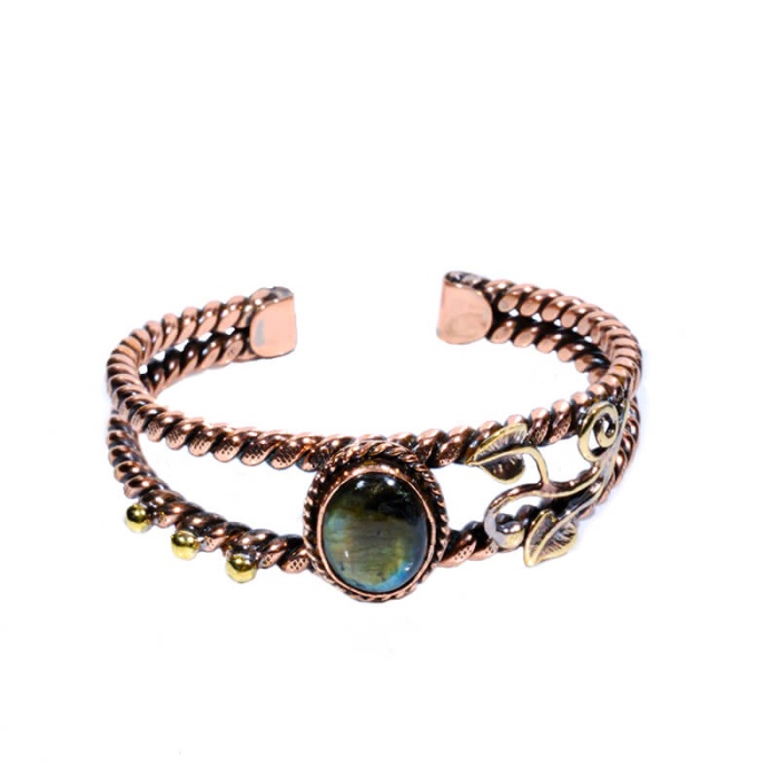 Labradorit Doğaltaş Bakır Bileklik