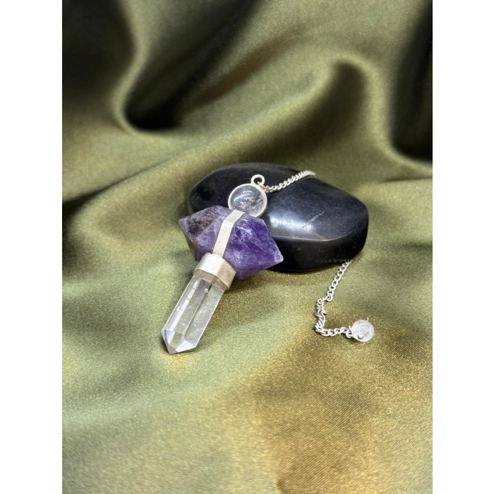 Ametist ve Kristal Kuvars Doğal Taş Pandül (Sarkaç)