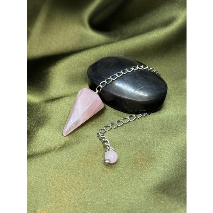 Pembe Kuvars Doğal Taş Pandül (Sarkaç)