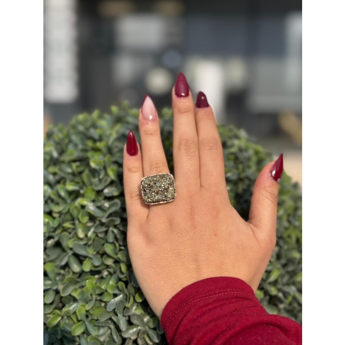 Pirit Doğal Taşlı 925 Ayar Gümüş Yüzük