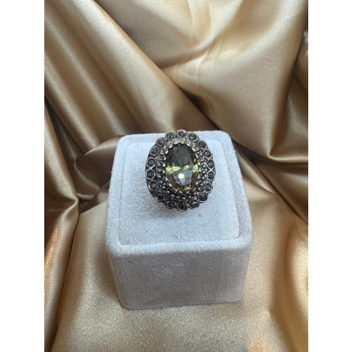 Zültanit Doğaltaşlı Ayarlanabilir Bronz Yüzük