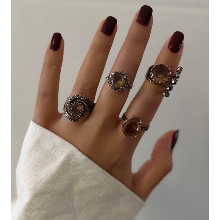 Zültanit Doğaltaşlı Ayarlanabilir Bronz Yüzük