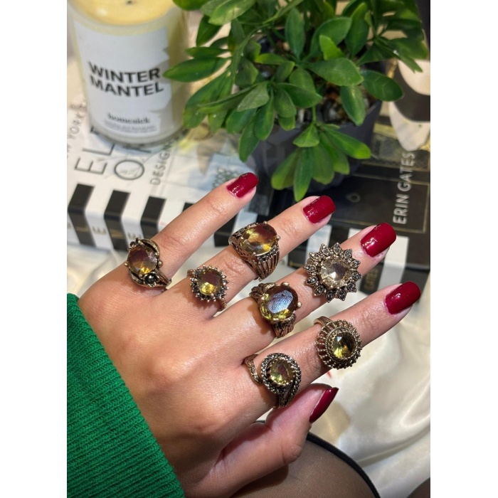 Zültanit Doğaltaşlı Ayarlanabilir Bronz Yüzük