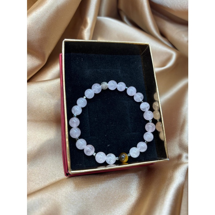 Pembe Kuvars ve Kaplangözü Doğaltaş Çift Bileklik