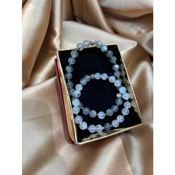 Ay Taşı ve Labradorit Doğaltaş Çift Bileklik