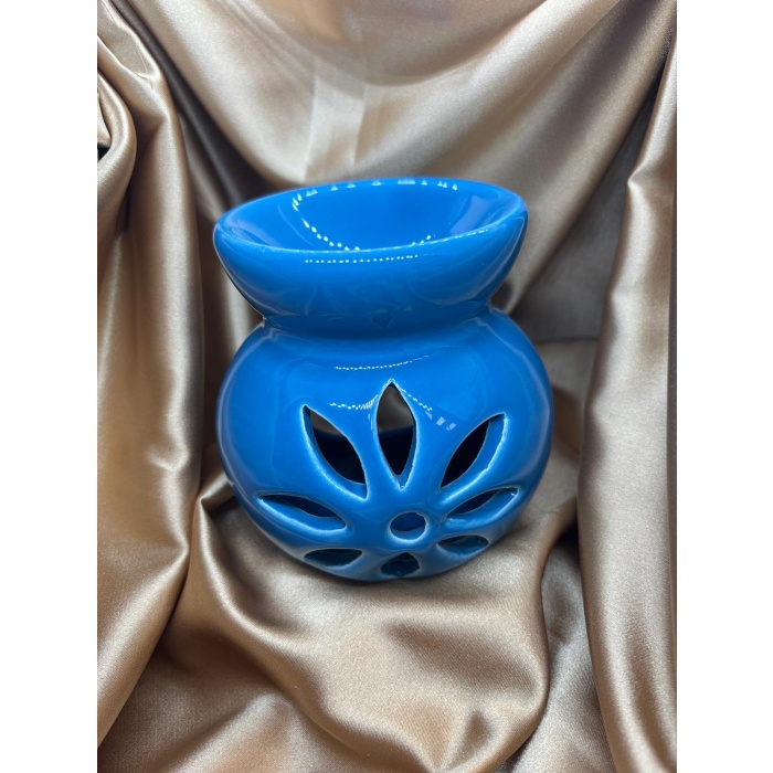 Lotus Çiçeği Motifli Buhurdanlık (Mavi)