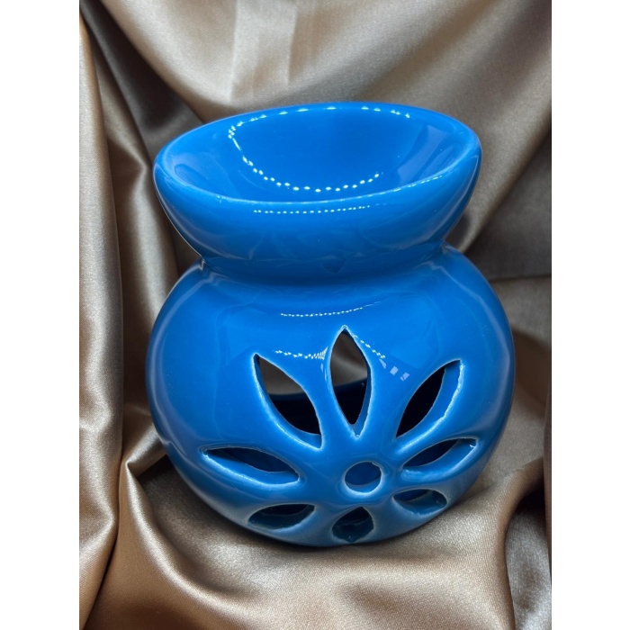 Lotus Çiçeği Motifli Buhurdanlık (Mavi)