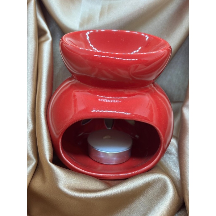 Lotus Çiçeği Motifli Buhurdanlık (Kırmızı)