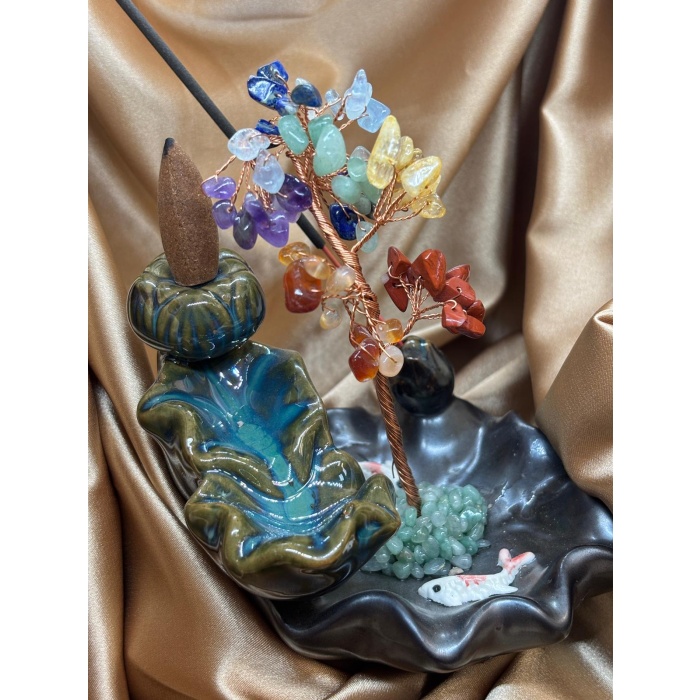 7 Çakra Doğaltaş Ağaçlı Tütsülük