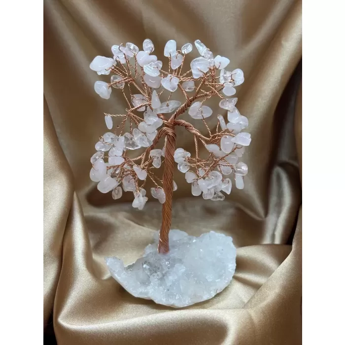 Pembe Kuvars ve Kristal Zemin Ağaç Küçük