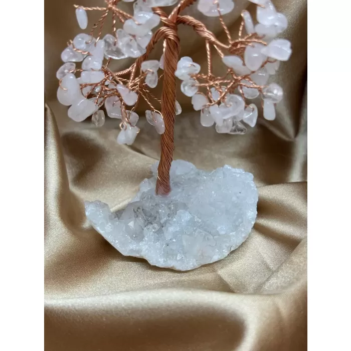 Pembe Kuvars ve Kristal Zemin Ağaç Küçük