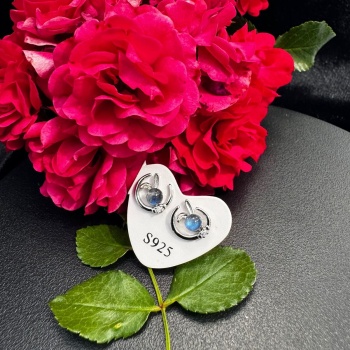 LABRADORİT GÜMÜŞ KÜPE (TAVŞAN MODEL)