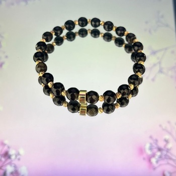 OBSİDYEN 6 mm. DOĞALTAŞ BİLEKLİK(FASET)