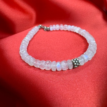 7A+ Kalite Ay Taşı Bileklik Gümüş Klipsli