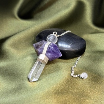 Ametist ve Kristal Kuvars Doğal Taş Pandül (Sarkaç)