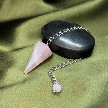 Pembe Kuvars Doğal Taş Pandül (Sarkaç)