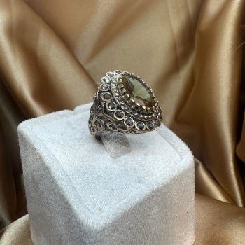 Zültanit Doğaltaşlı Ayarlanabilir Bronz Yüzük