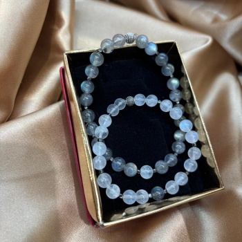 Ay Taşı ve Labradorit Doğaltaş Çift Bileklik