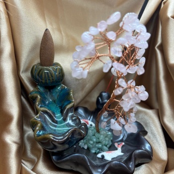 Pembe Kuvars Doğaltaş Ağaçlı Tütsülük