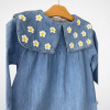 Papatya Nakışlı Denim Elbise