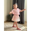 Çiçek Aplikeli Pembe Tişört ve Tül Etek Takımı