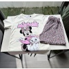 Minnie Mouse Baskılı Tişört ve Leopar Desenli Şort Takım