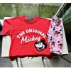 The Original Mickey Kırmızı Tişört ve Mickey Desenli Tayt Takım