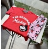 The Original Mickey Kırmızı Tişört ve Mickey Desenli Tayt Takım