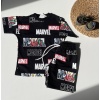 Marvel Baskılı Çocuk Tişört & Şort Takım – Siyah