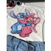 Stitch Baskılı Tişört ve Nakışlı Kot Şort Takım