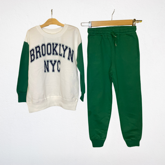 Brooklyn NYC Eşofman Takımı – Ekru/Yeşil