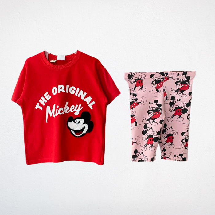 The Original Mickey Kırmızı Tişört ve Mickey Desenli Tayt Takım