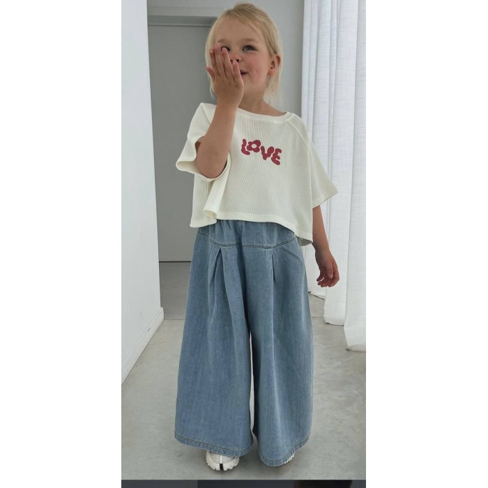 LOVE Baskılı Tişört ve Kot Pantolon Takımı
