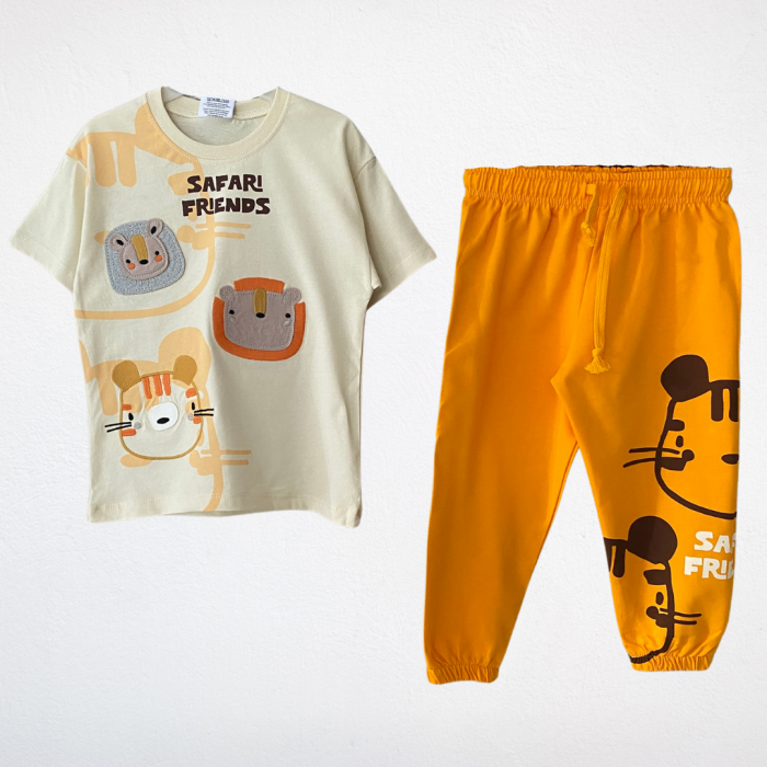 Safari Friends Nakışlı 2li Takım – Hardal