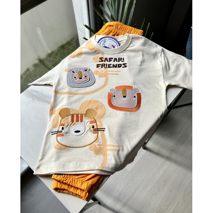 Safari Friends Nakışlı 2li Takım – Hardal