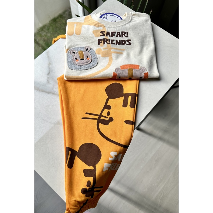 Safari Friends Nakışlı 2li Takım – Hardal