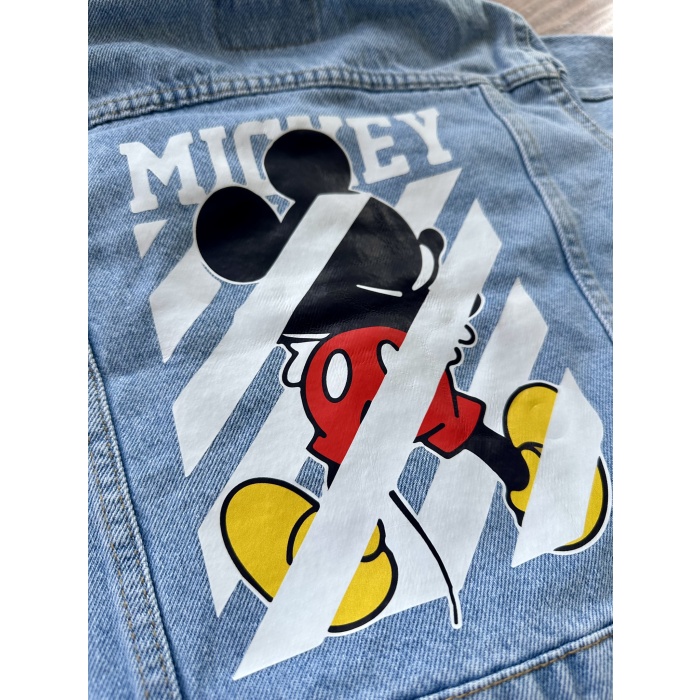 Mickey Mouse Baskılı Denim Ceket