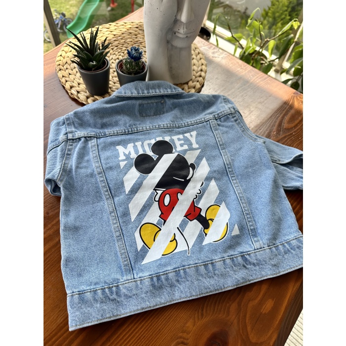Mickey Mouse Baskılı Denim Ceket