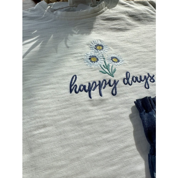 Happy Days Nakışlı Tişört ve Desenli Şort Takım